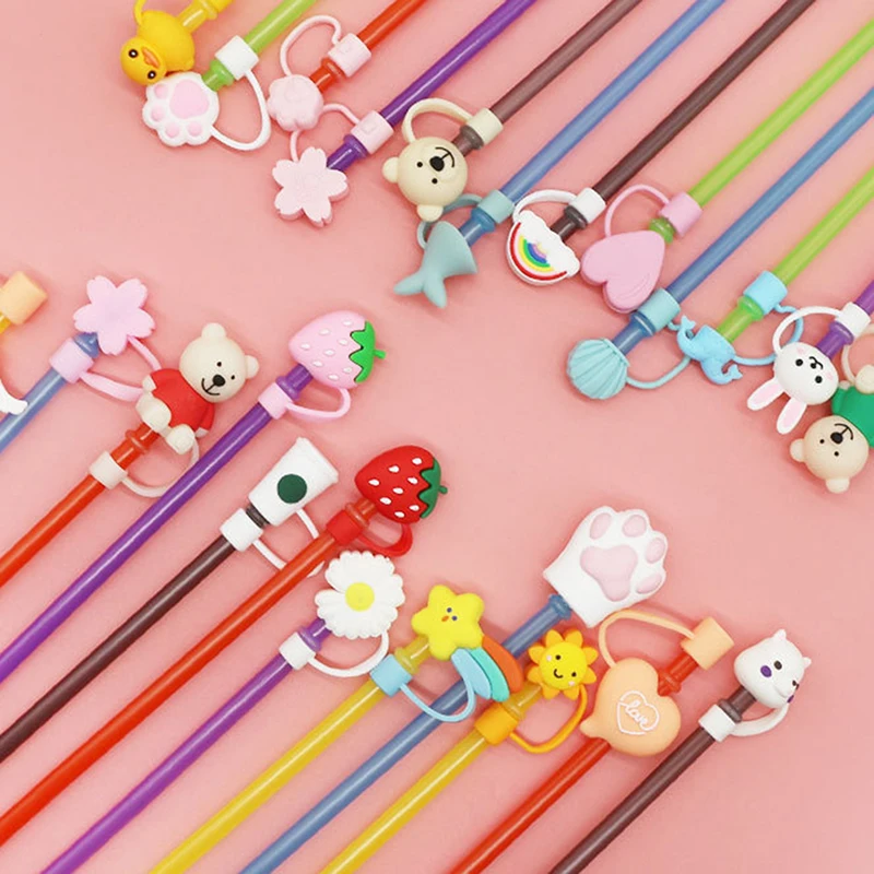 

Новая силиконовая трубочка, Многоразовые заглушки для питьевой пыли, Мультяшные заглушки, крышка, кухонная стеклянная чашка, посуда для напитков, домашние аксессуары «сделай сам»