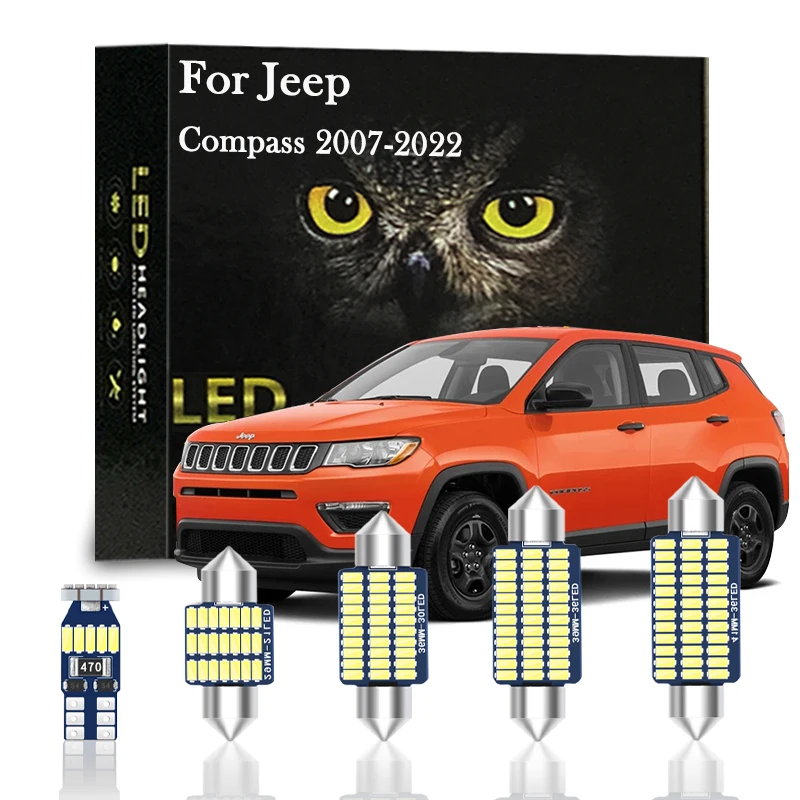 

Canbus For Jeep Compass 2007 2008 2010 2015 2016 2017 2018 2020 Car LED Interior Lights License Plate Lamp Accessories
