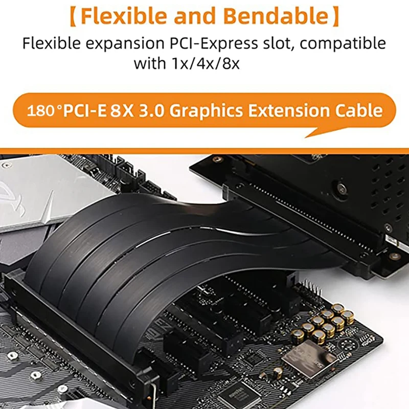 PCI-E 8X до 16X 180 ° плоская головка USB4.0 GPU графическая карта Удлинительный кабель PCI