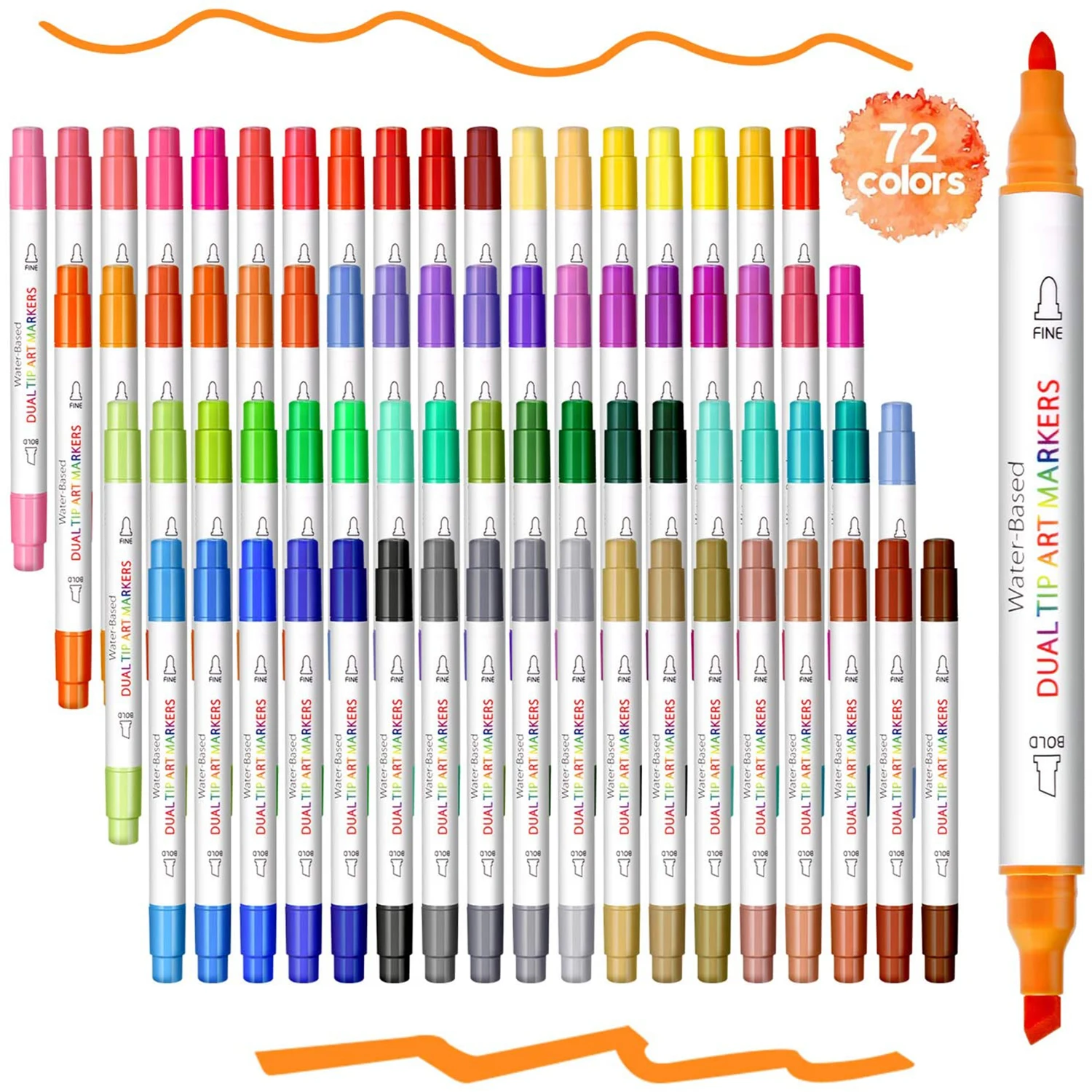

Dual Tip Markers Artist Paint Marker for Adult Coloring Books, 72 Colors Fine&Broad Point Water Based Art Markers Highlighters