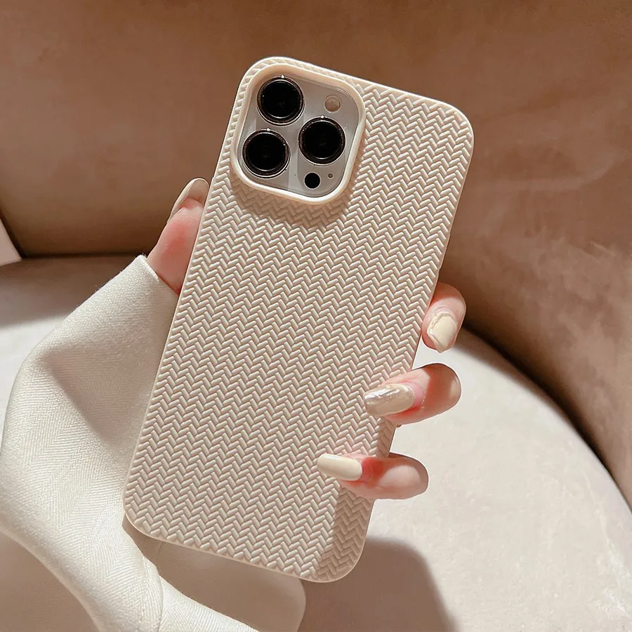 

Fashion Solid Color Weave Texture Case For iPhone 14 13 12 11 Pro Max X XS XR 7 8 Plus SE 2022 Soft Silicone Shockproof Cover