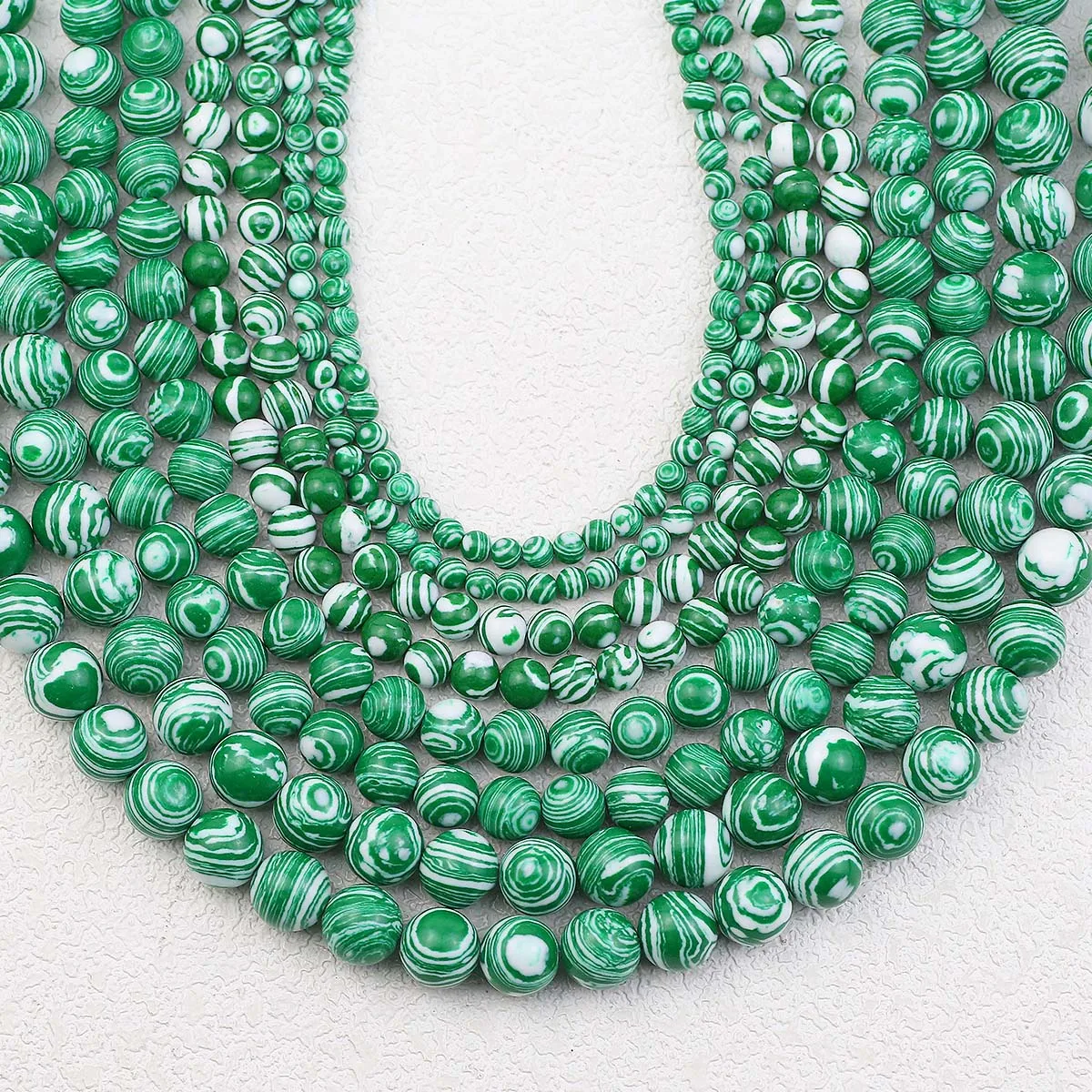 Зелено-белые полосатые синтетические малахитовые круглые свободные бусины 4/6/8/10