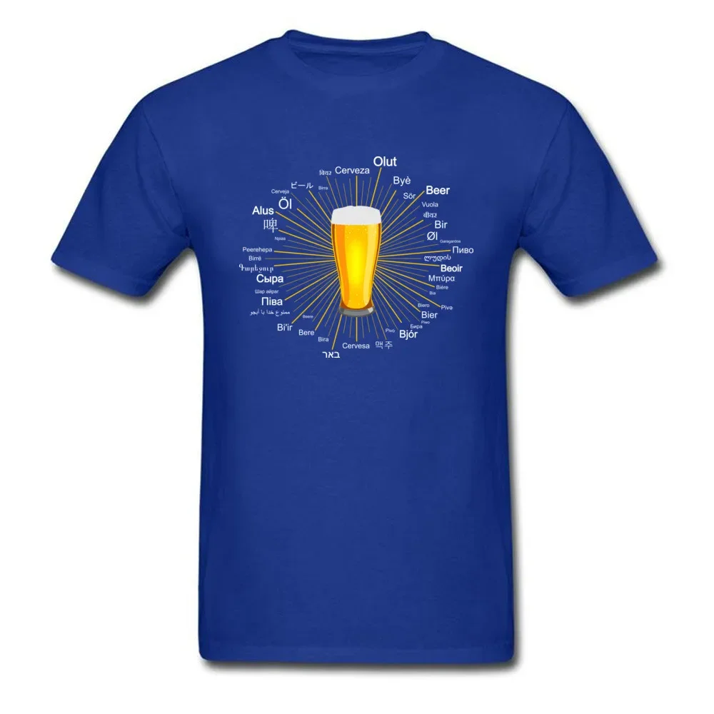 Word Beer в 45 разные языки стили мужские футболки с круглым вырезом простой дизайн