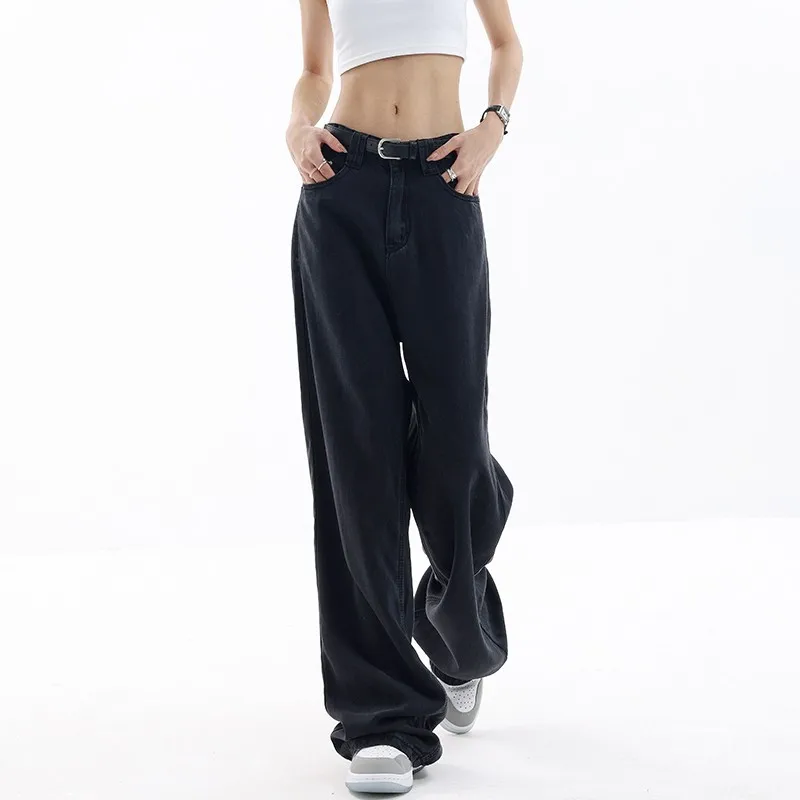 

WCFCX STUDIO Korean Fashion Mom Women's Denim Pants Y2k Vintage Harajuku Jeans Streetwear Black Baggy Comfortable Trousers