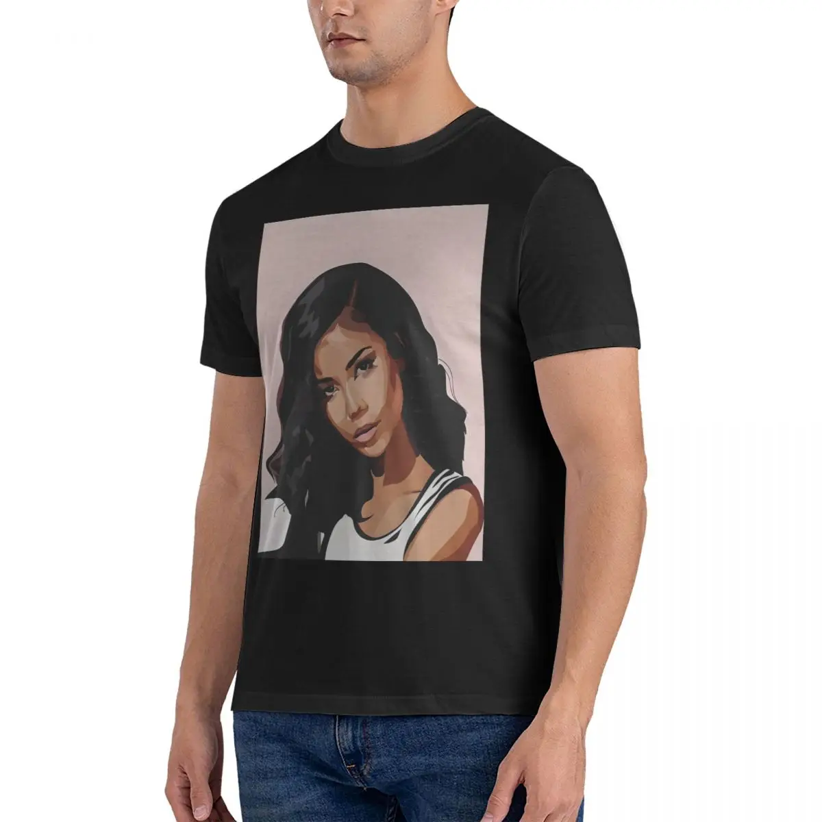 Мужская хлопковая футболка с коротким рукавом и круглым вырезом