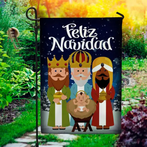 Feliz Navidad Рождество Три Короли Религиозный христианский садовый флаг