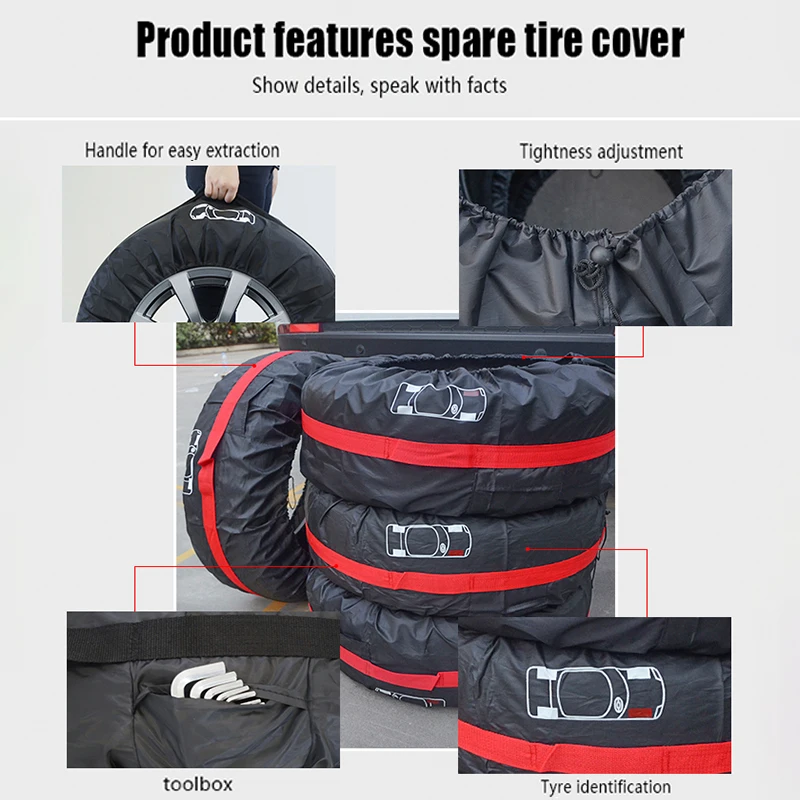 4Pcs/Lot Car Spare Tire Cover Case Polyester Auto Wheel Tires Storage Bags Vehicle Tyre Accessories Dust-proof Protector Styling |
