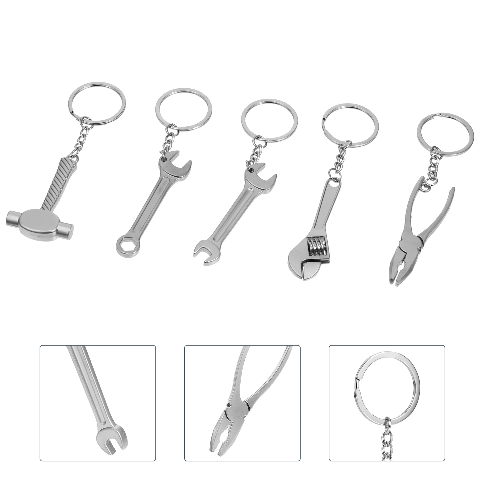

5Pcs Zinc Alloy Key Pendant Decorative Tool Shaped Keychain Novel Bag Accessory