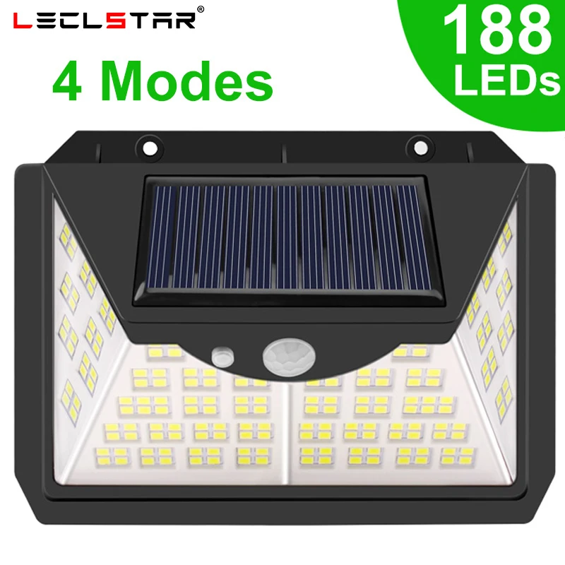 

188LEDs Solar Street Light Multiple Head Wall-Mounted Motion Sensor IP65 Waterproof Security Lighting For Courtyard Road Decor