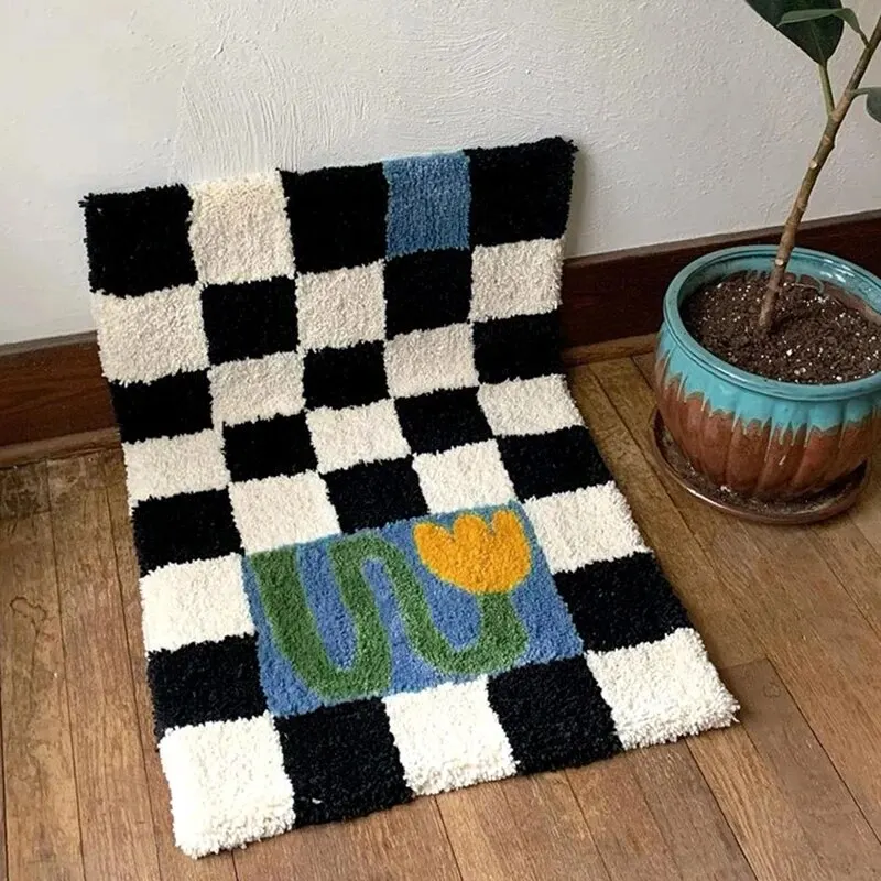 

Grids Bathmat Soft Bathroom Rug Bedside Carpet Area Rugs Anti Slip Pad Mat Rugs for Bedroom Door Mat Entrance Ghibli rug Carpet
