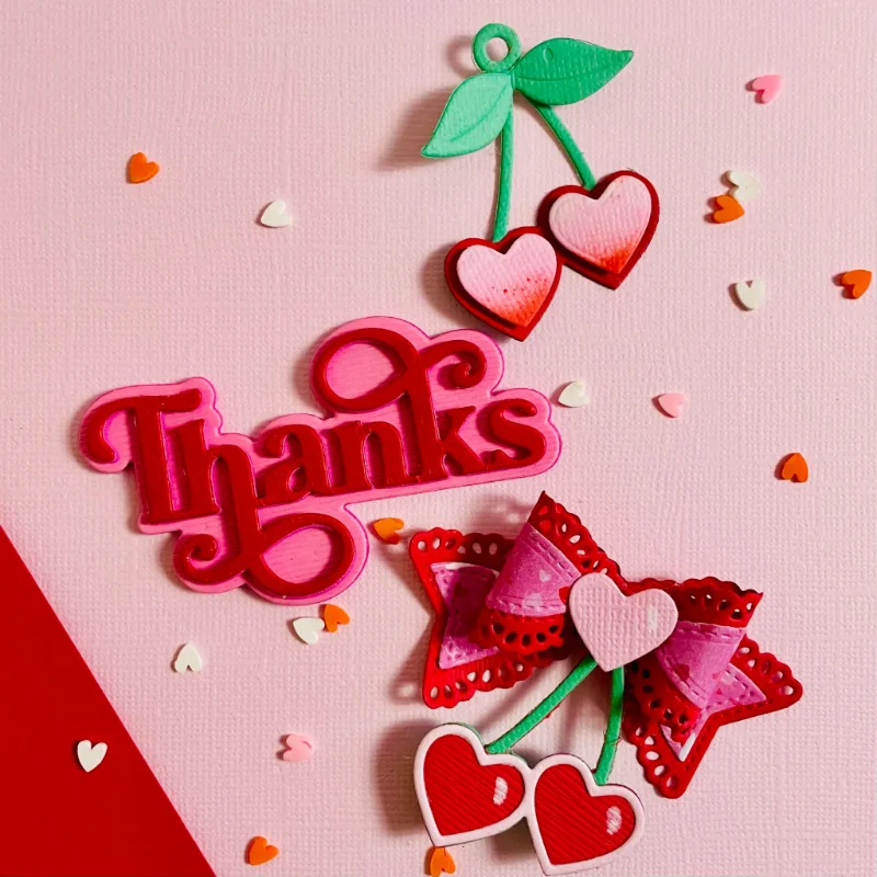 Металлические штампы Heart Cherries для скрапбукинга