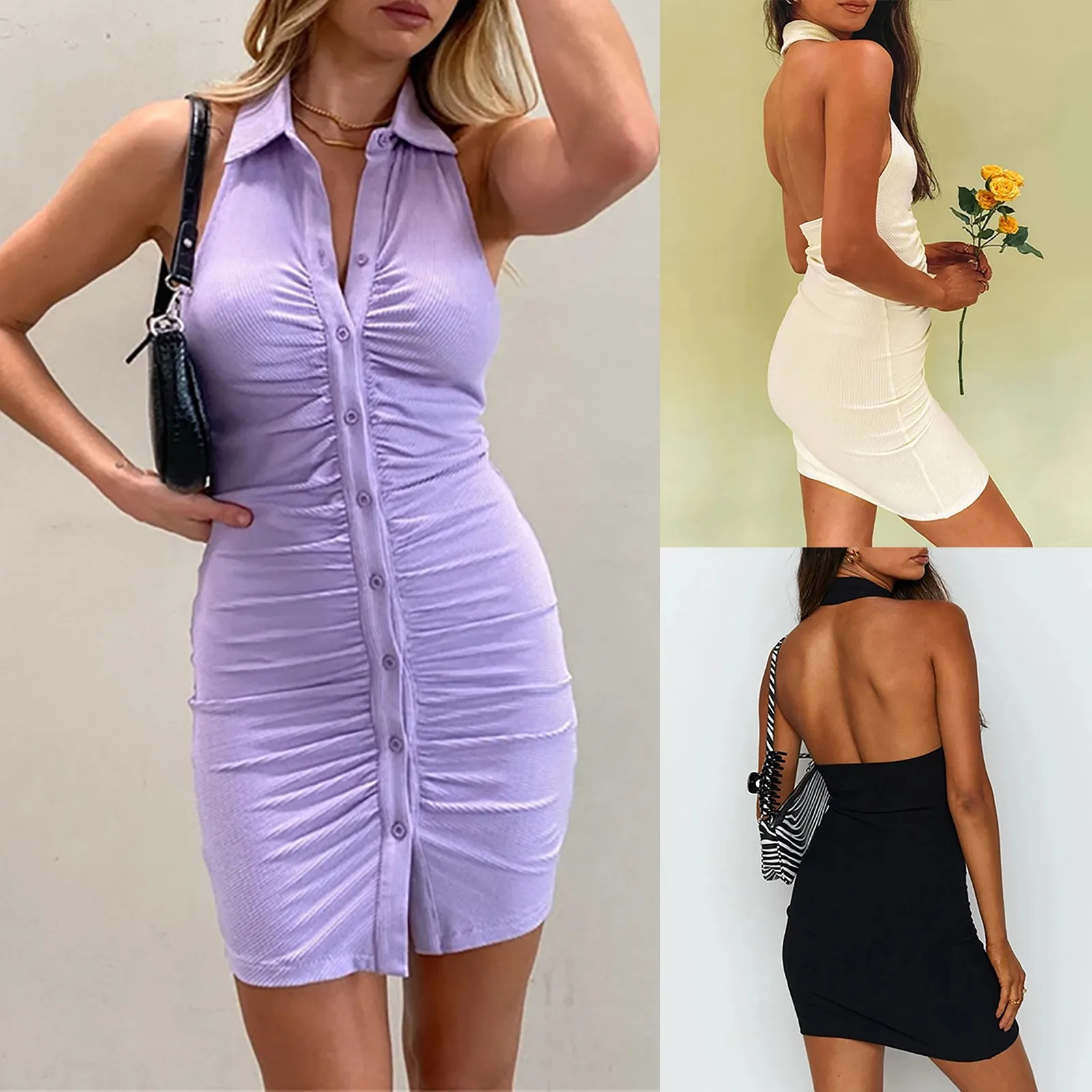 

Cardigan Single-breasted Hip Skirt Sexy Solid Backless Women's Color Bag Sleeveless Light Sweaters Women Knit Sweater Cardigan