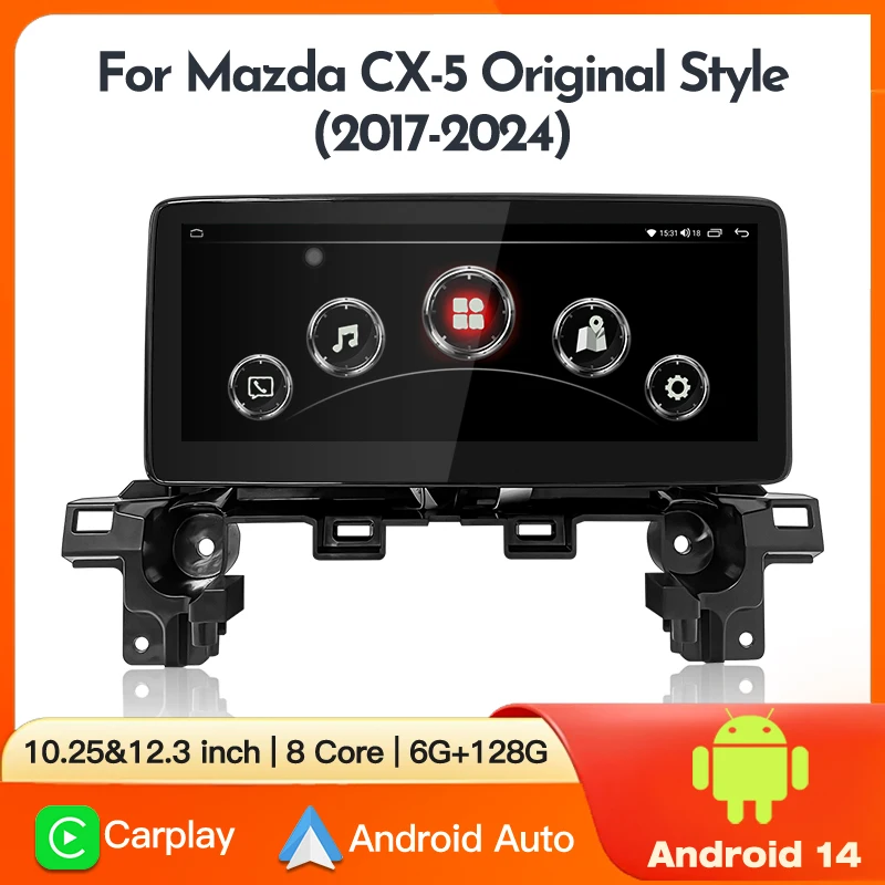 Фото Для Mazda CX5 CX-5 CX 5 2017 2018 2019-2024 1920*720 Android 14 экран мультимедийный видеоплеер CarPlay автомобильное радио авторадио авто №1
