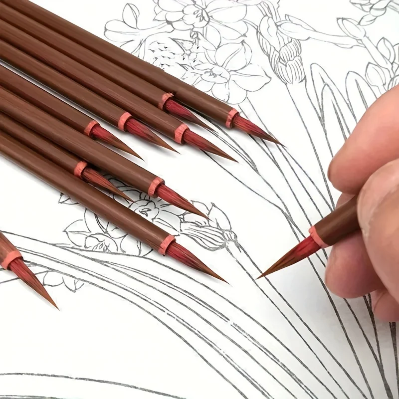 Набор Кистей Для Китайской Каллиграфии 6 Шт. С Крючком Ручкой Рисования