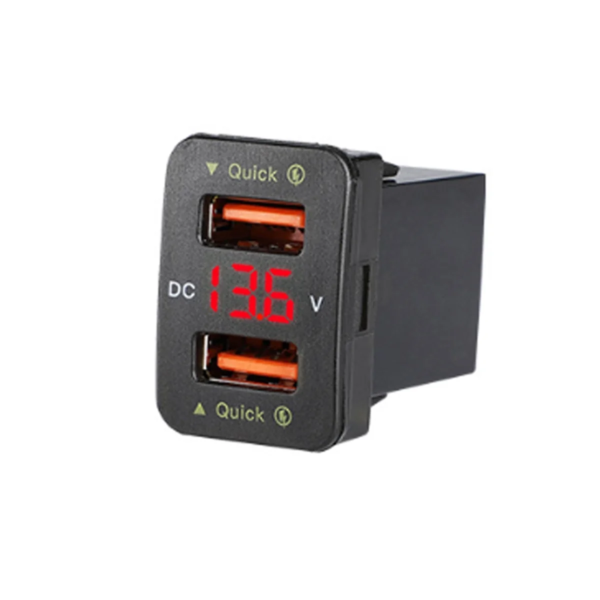 QC3.0 автомобильное зарядное устройство с двумя USB-портами для Toyota красный цвет