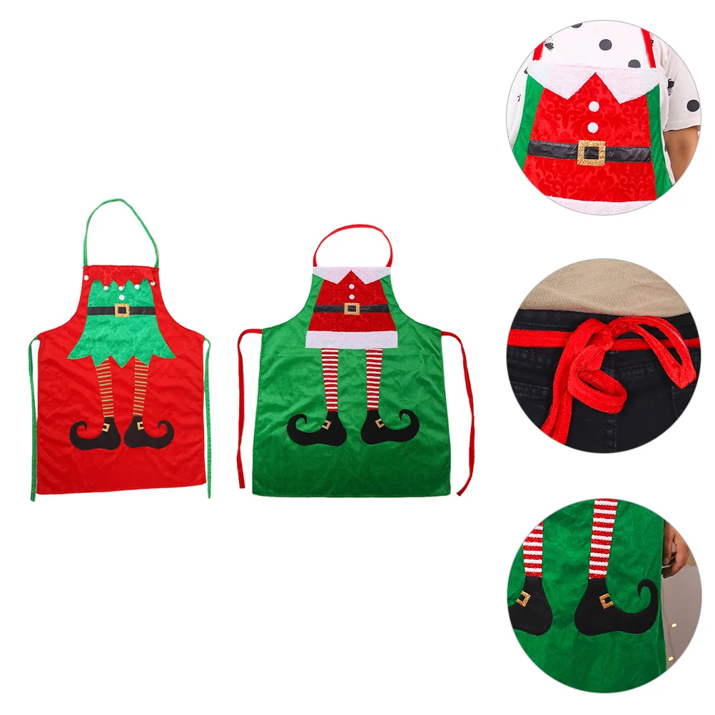 

2 Christmas Decor Sleeveless Apron Cooking Waist Bib Pinafore