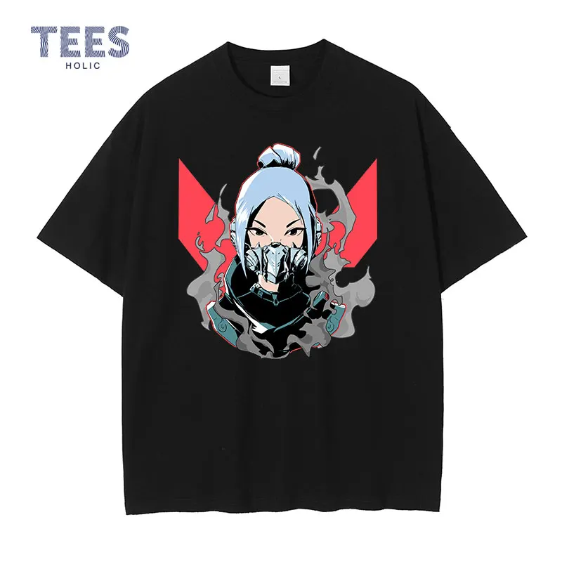 

Game VALORANT T Shirts Streetwear Viper Jett Phoenix T-shirt Harajuku Summer Short Sleeve Fashion Tops Tees Men 100% Cotton