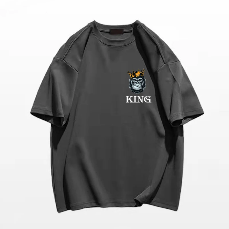 

Мужские футболки с коротким рукавом King Monkey Trend Streetwear Высококачественный хлопок Крупногабаритные футболки Новая летняя мужская одежда Повседневные топы