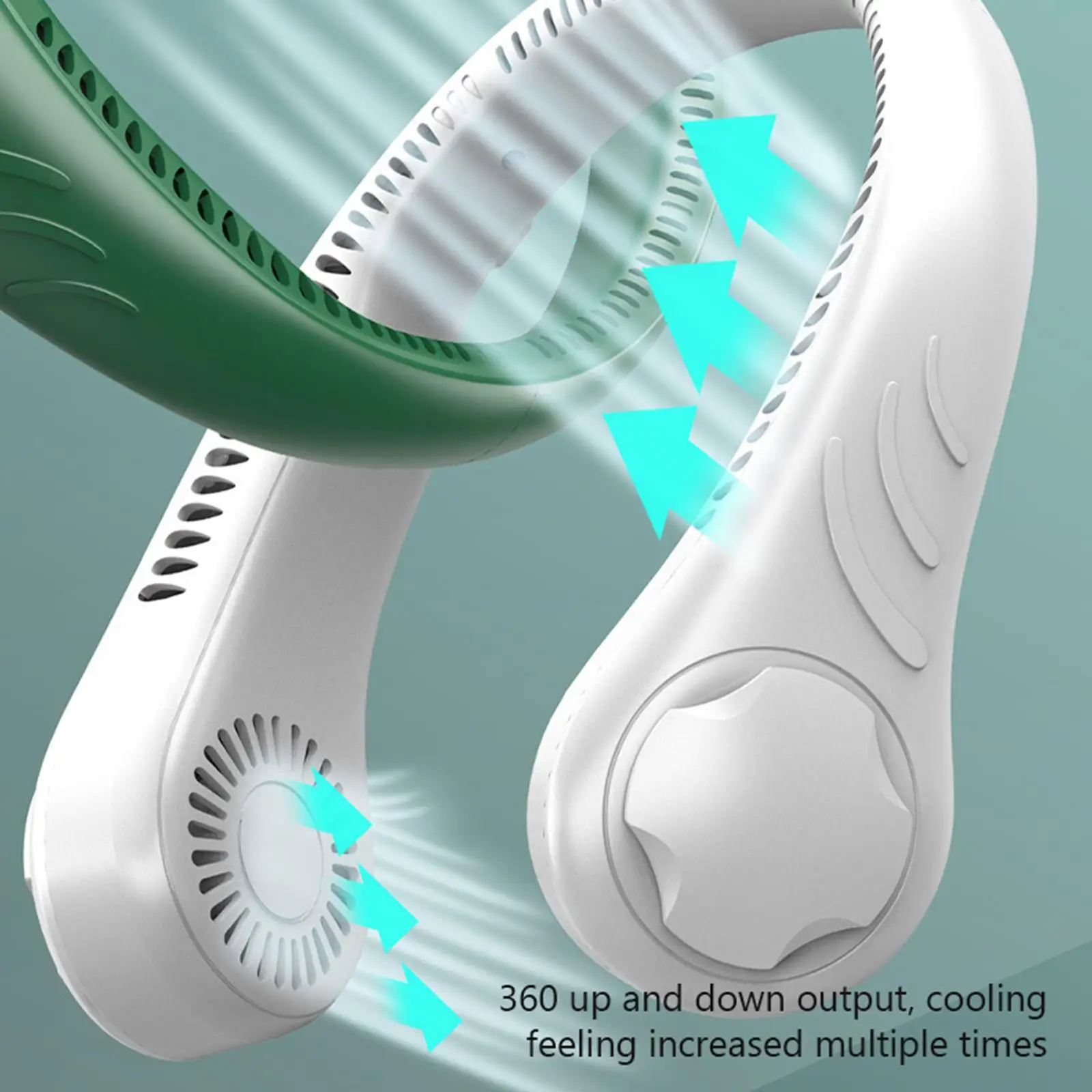 

Portable Neck-mounted Fan USB Rechargeable Mini Lazy Neck Bladeless Cooler Wearable Neckband Cooling Fan For Home Office