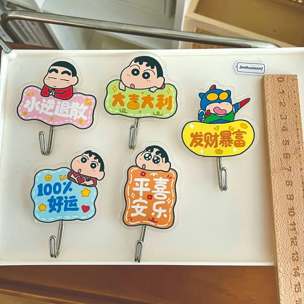 

Sanrio Kawaii Crayon Shinchan Hook Cartoon Cute Acrylic No Trace No Punching Door Hook Ins Anime Home Bathroom Towel Hook Gift
