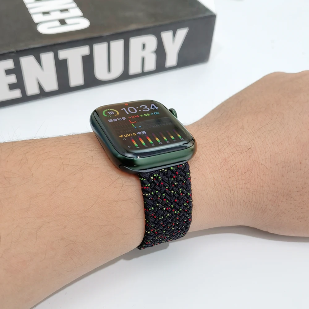 Ремешок Плетеный Соло для Apple Watch band 44 мм 40 45 41 42 38 нейлоновый эластичный браслет