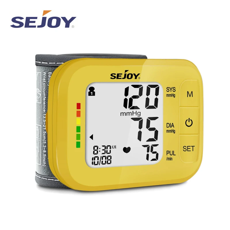 

Автоматический монитор артериального давления Sejoy, браслет на запястье, сфигмоман, пульсометр, 120, память для чтения, 2 пользователя