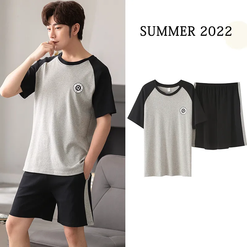 Pajamas Men's Summer Thin Cotton Short-sleeved Shorts Pijamas Home Clothes Two-piece Set 2022 New Loose Casual Sleepwear Nightie