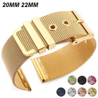 Сетчатый ремешок для часов Samsung Galaxy Watch 34 40 мм 46 мм42 мм Gear S3 Huawei Gt 2 Pro, стальной браслет, 20 мм 22 мм, Миланская петля