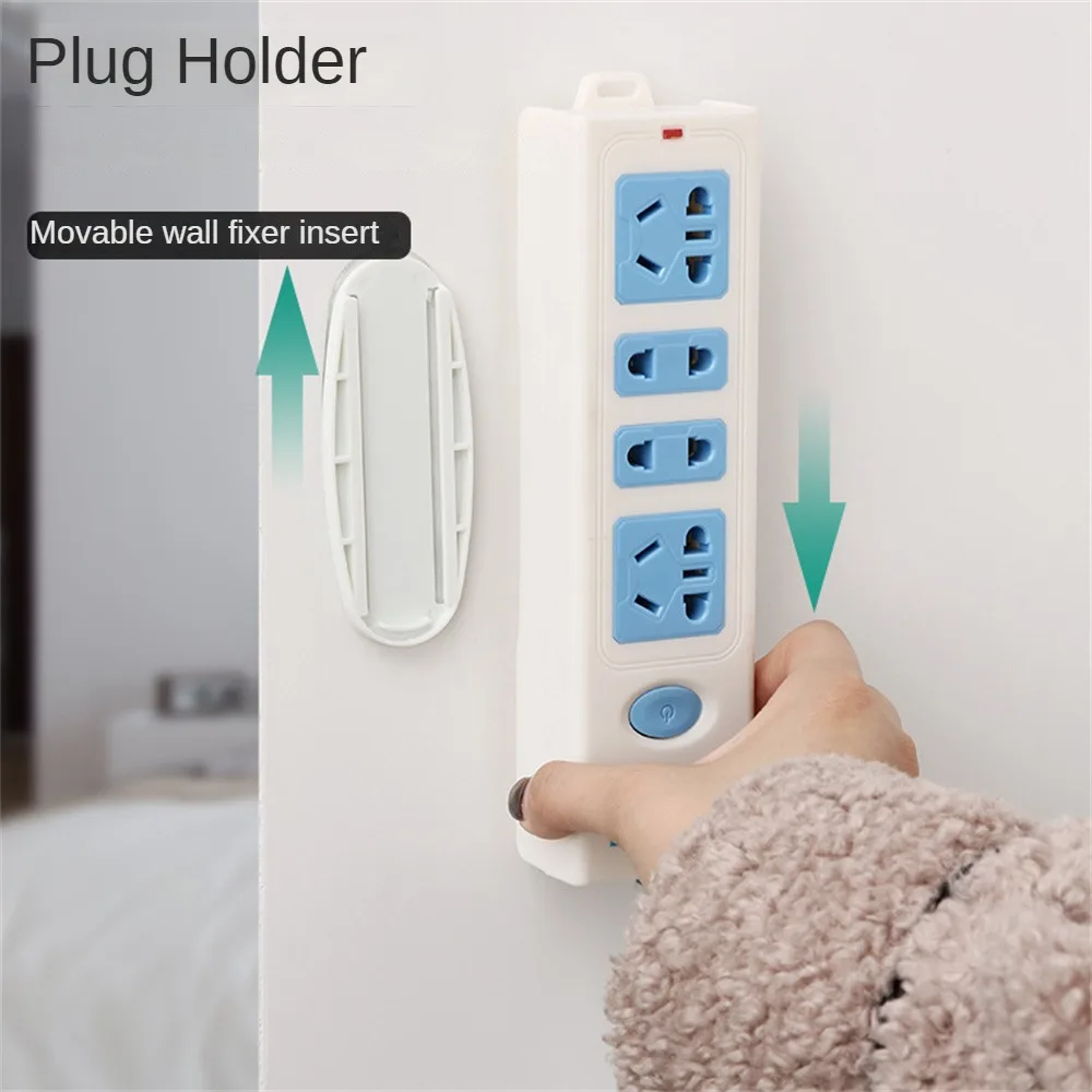 

Fashionable Wall-mounted Punch-free Plug Fixer Power Socket For Kitchen Home Office Non-toxic Row Plug Holder Home Decoration