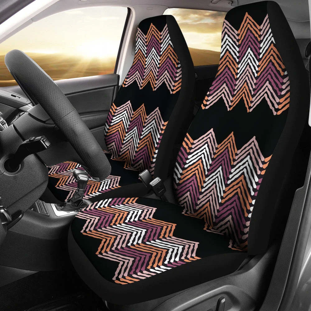 

Black, Purple, Pink, Orange and White Ethnic Pattern Car Seat Covers,Pack of 2 Universal Front Seat Protective Cover