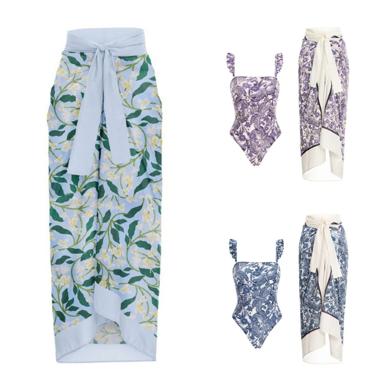 

Пляжная юбка H58D, женская накидка, купальник из двух предметов