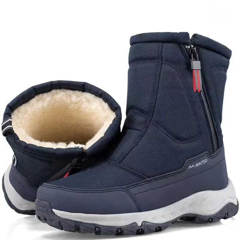 

New Fashion outdoor Men Boots 2022 Women's Winter Boots Couples Snow Boots Resistance Solid Waterproof Warm Plush Mid-calf Boots