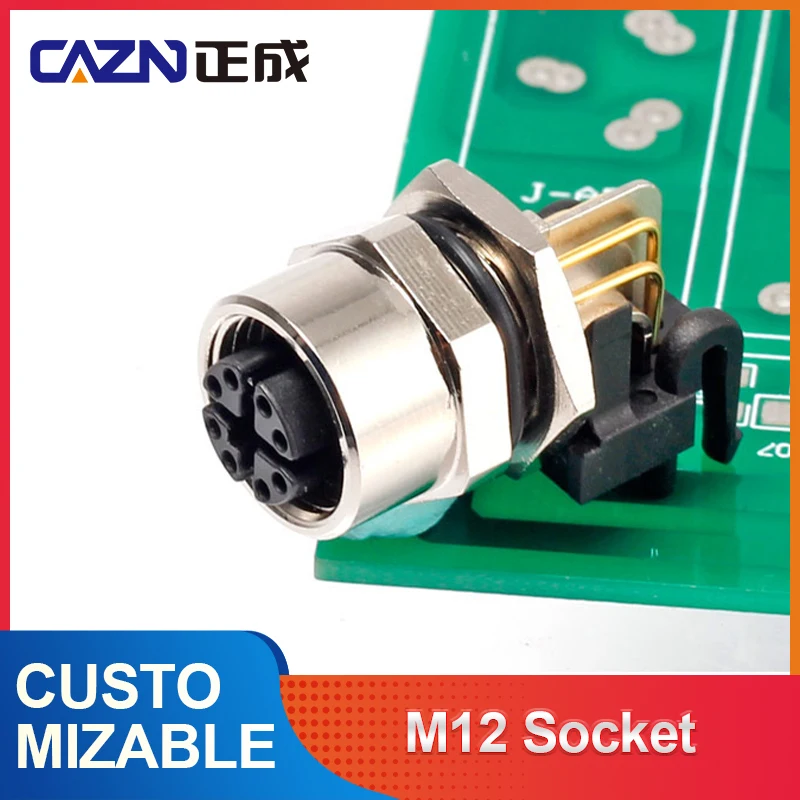 

CAZN M12 X-type Socket 90 Degree Elbow 1000M 8-core Angled Straight Male Female Metal Plug Connector