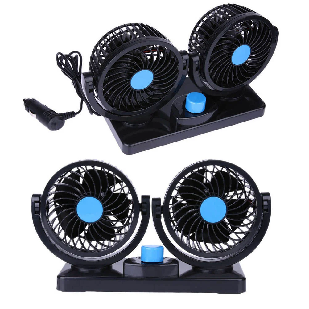 

12V Mini Car Cooling Fan 360 Degree Rotation Dual 2 Adjustable Speeds Car Cooling Air Fan
