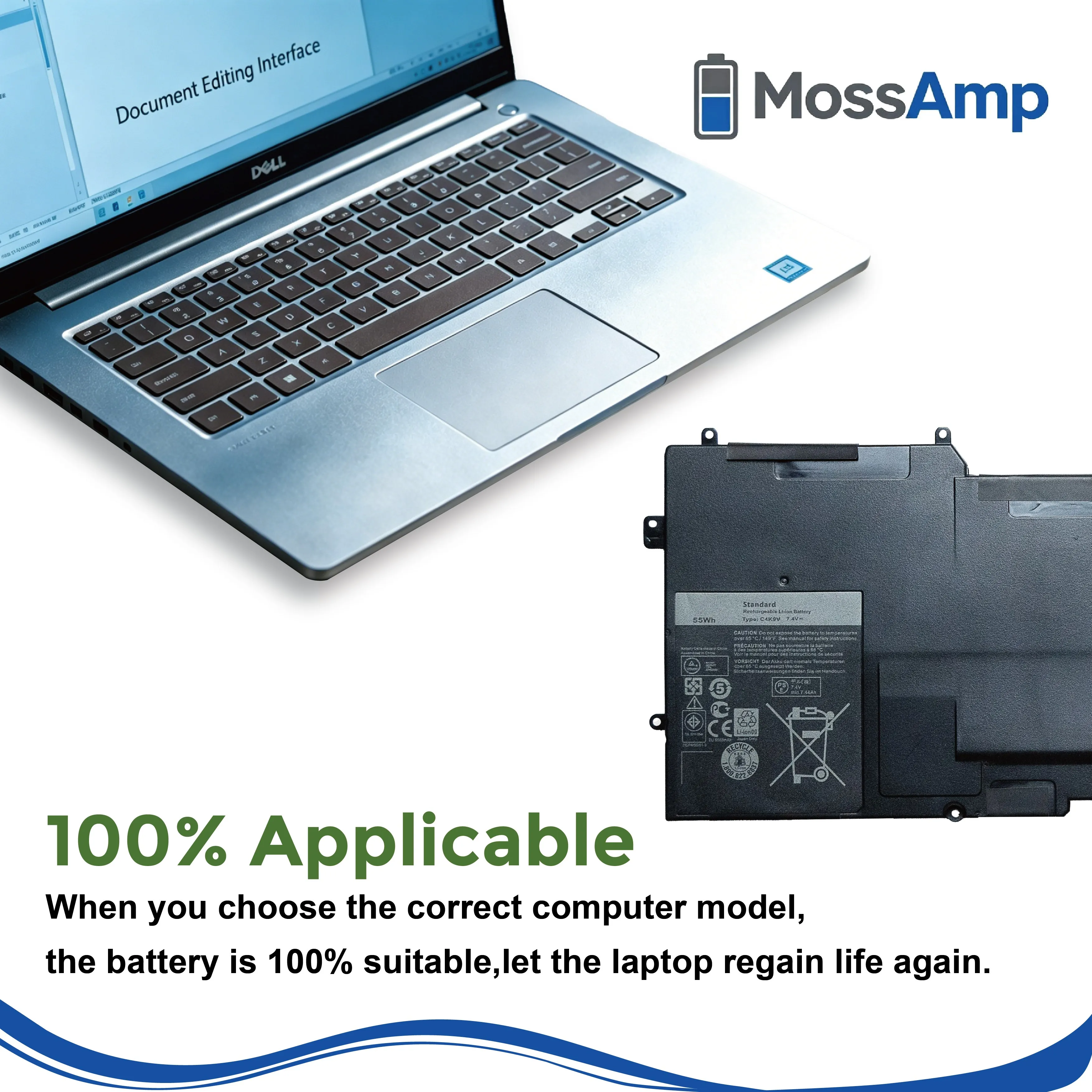 Фото Аккумулятор для ноутбука MossAmp 55Wh C4K9V для DELL XPS 2 L221X 13 9333 9Q33 L321X L322X, замена Y9N00 489XN P20S PKH18 0WV7G0 №5