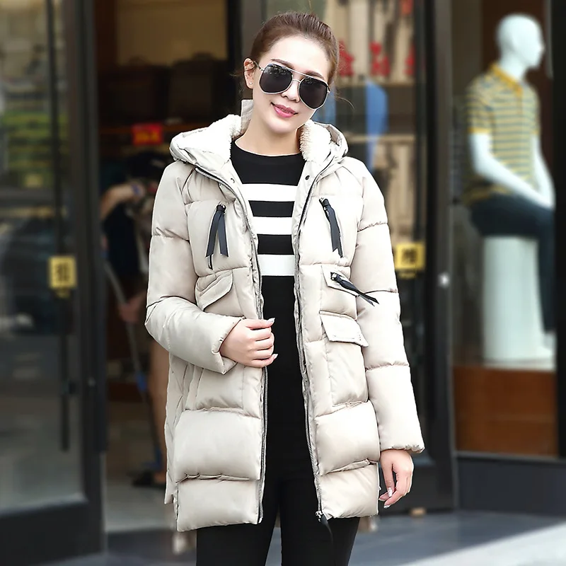 M-5Xlwinter Cotton Padded Jacket Women Armygreen Jacket Coat Woman Warm Parka Thick Hooded Outwear Long Zipper Coat korean