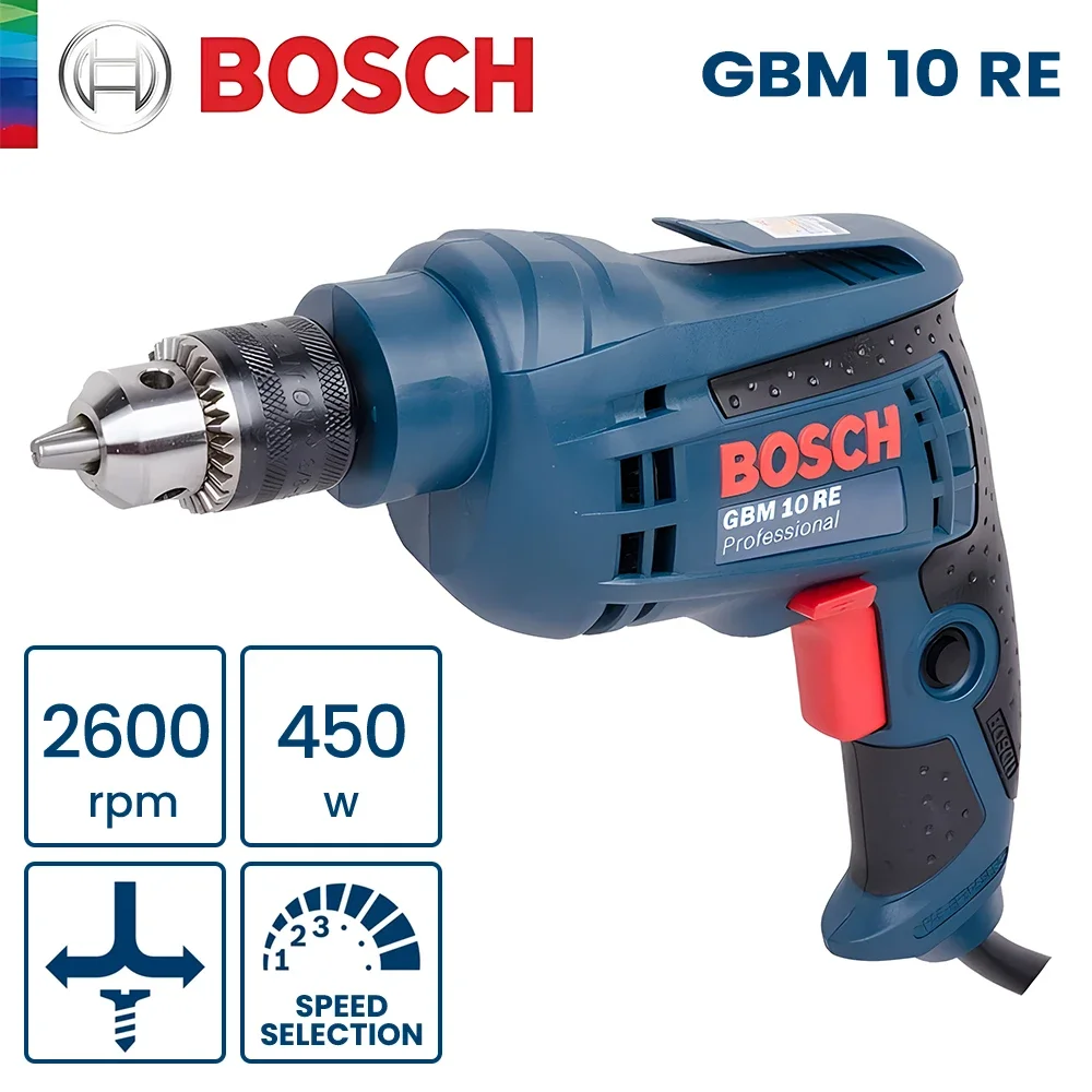 Электрическая дрель Bosch GBM 10 RE 450 Вт 2600 об/мин дрель-шуруповерт 220/110 В