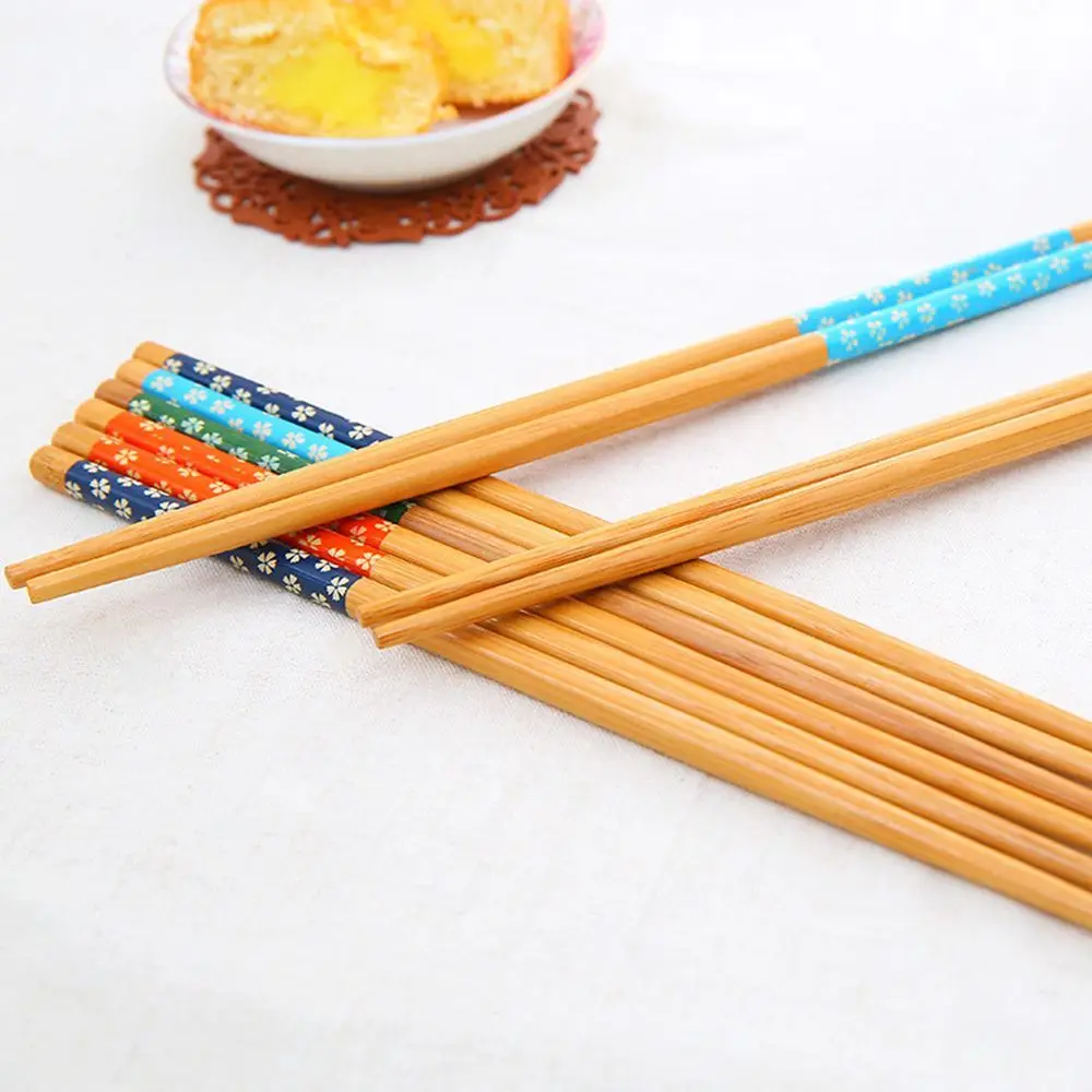 

Environmental Art Small Floral Print Vintage Wooden Chopsticks Eco-friendly Bamboo Chopstics Chopsticks Healthy Tableware