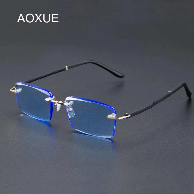 Очки для чтения без оправы мужчин и женщин пресбиопические диоптрии с синими