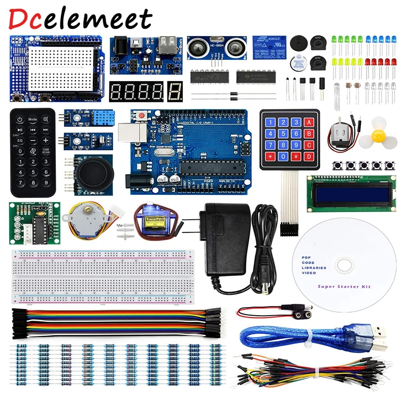 

Стартовый супер-набор на основе Arduino с обучающим руководством и платой контроллера, совместимой с Arduino IDE
