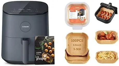 

Fryer, 5 QT, 9-in-1 Airfryer Compact Oilless Small Oven, 30 Exclusive Recipes, Fit for 1-4 People & Air Fryer 100 PCS Non-St