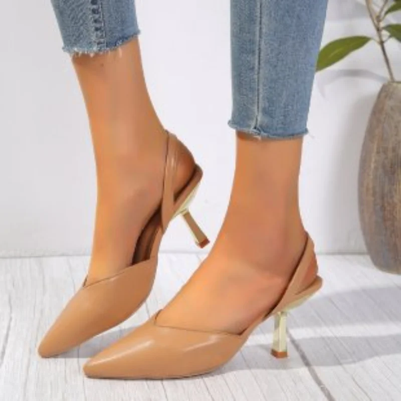 2023 Hot Sale Women Shoes Summer Pointed Toe Thin High Heel Fashion Simple Slip on Sandals Casual Ladies Shoe Sandalias De Mujer