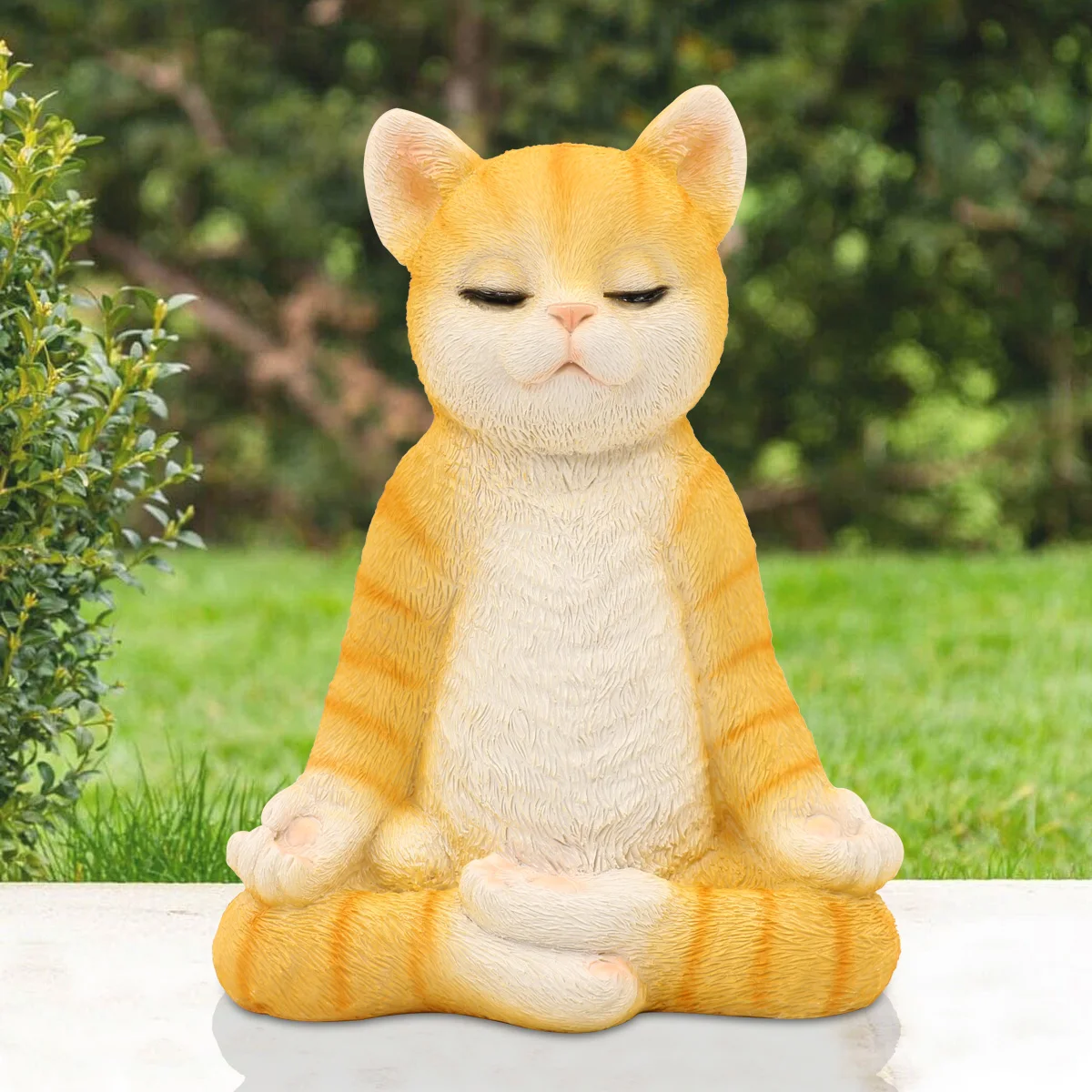 Гудеко Медитирующая фигурка кошки для йоги Зен садовая статуэтка для украшения помещений/улицы, забавные подарки для женщин/мужчин/детей.