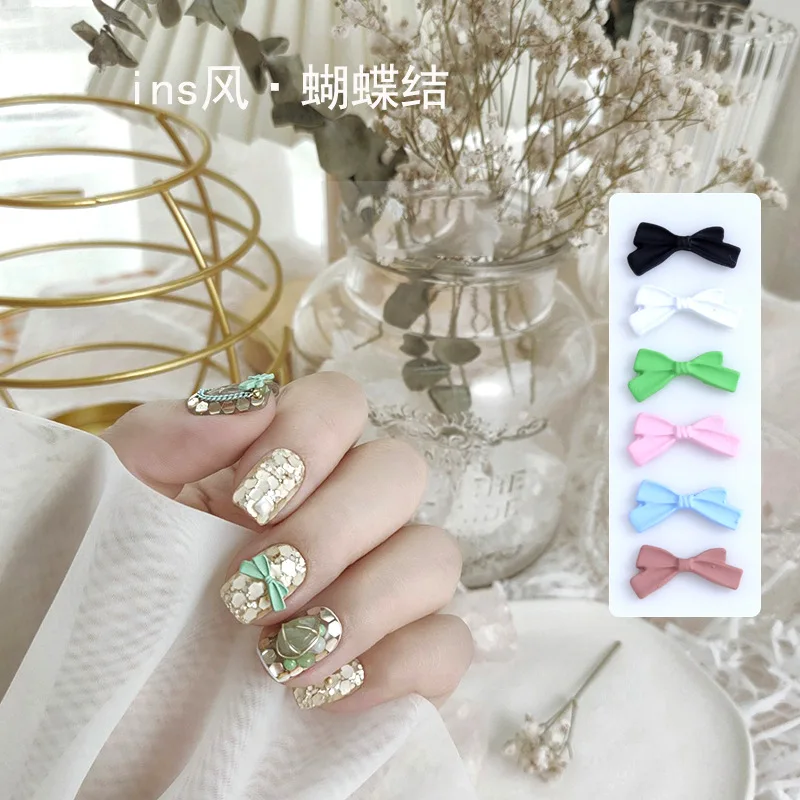 

20Pcs/Lot Nail Art Bow Knot Nail Art Jewelry New Net Red Ins Wind Bow Tie Stereo Scrub Metal Nail Decoration Japanese Series