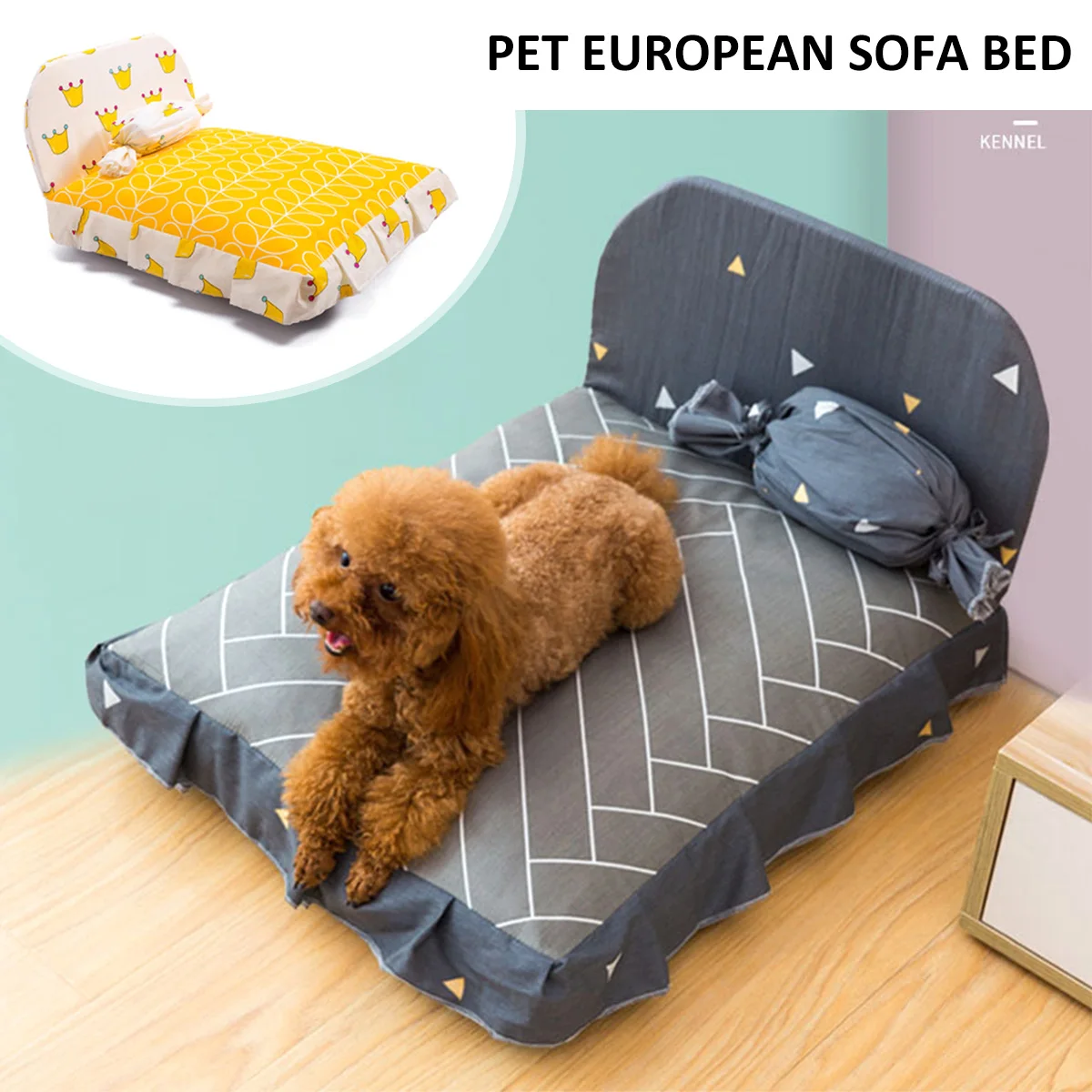 

Cute Dog Bed with Pillow Removable & Washable Pet Bed with Pillow Breathable Dog Bed Anti-slip Bottom Cute Soft Pet Sleeping Bed