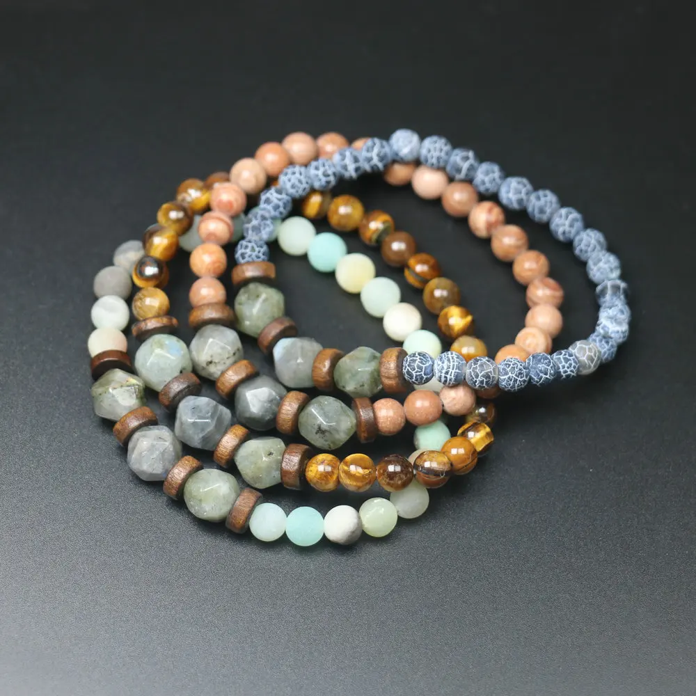 Браслет с бусинами из лунного камня для мужчин и женщин ювелирные изделия