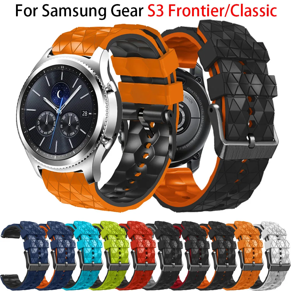 

Ремешок силиконовый для смарт-часов, браслет для Samsung Gear S3 Frontier Classic/Watch 46 мм, аксессуары для наручных часов 3 45 мм, 22 мм