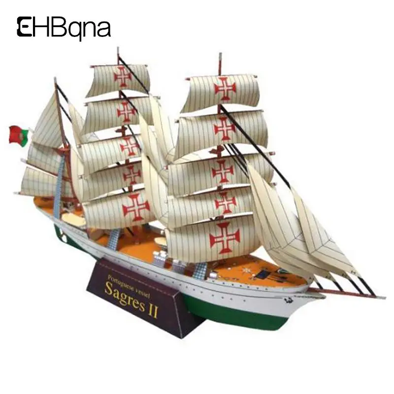 

3D португальский флотский корабль NRP Sagres, высокий корабль, школьный корабль, бумажная модель, сборка, ручная работа, игра-пазл «сделай сам», де...