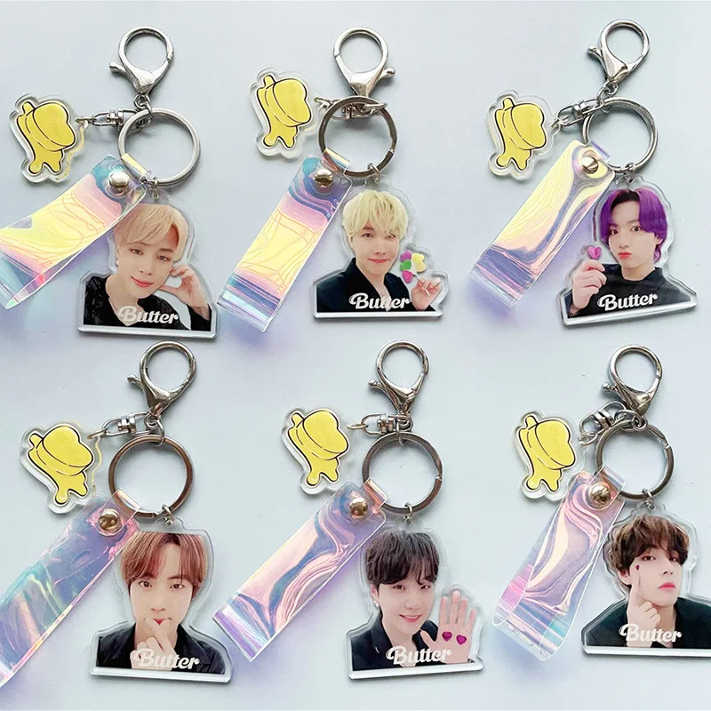 

Оптовая продажа, брелок для ключей Kpop Idol Laser Bangtan Boys, пластиковый брелок для ключей, аксессуары, кольцо для ключей, акриловый брелок, милый бре...