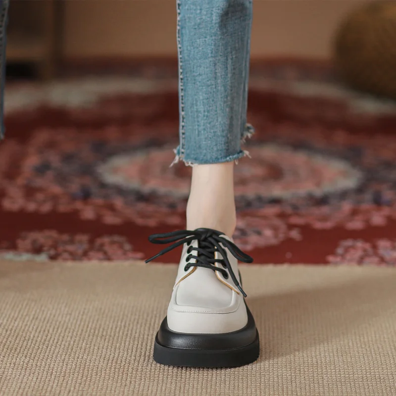 White Vintage Lolita Shoes Women 2022 Spring Summer Fashion Comfortable Lace Up Platform Oxford Loafers Casual Sneakers Women